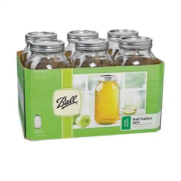 Ball 64oz Wide Mouth Half-Gallon Mason Jar (6 Pack)