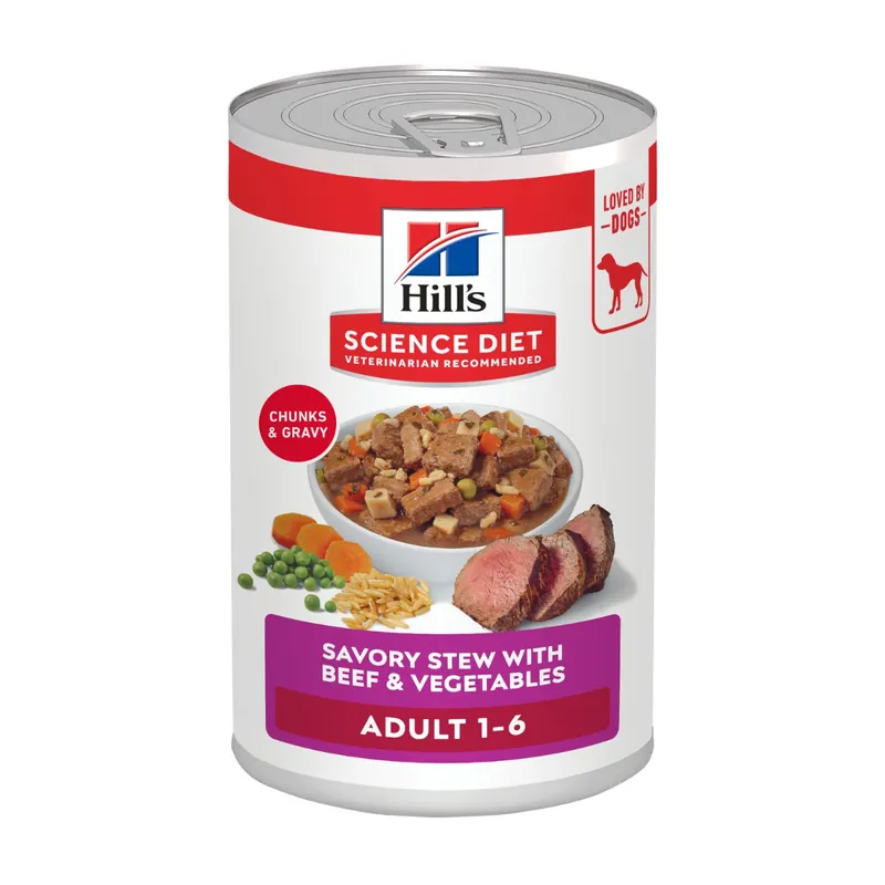 Hill’s Science Diet Adult Dog Food, Savory Stew with Beef & Vegetables 12.8oz
