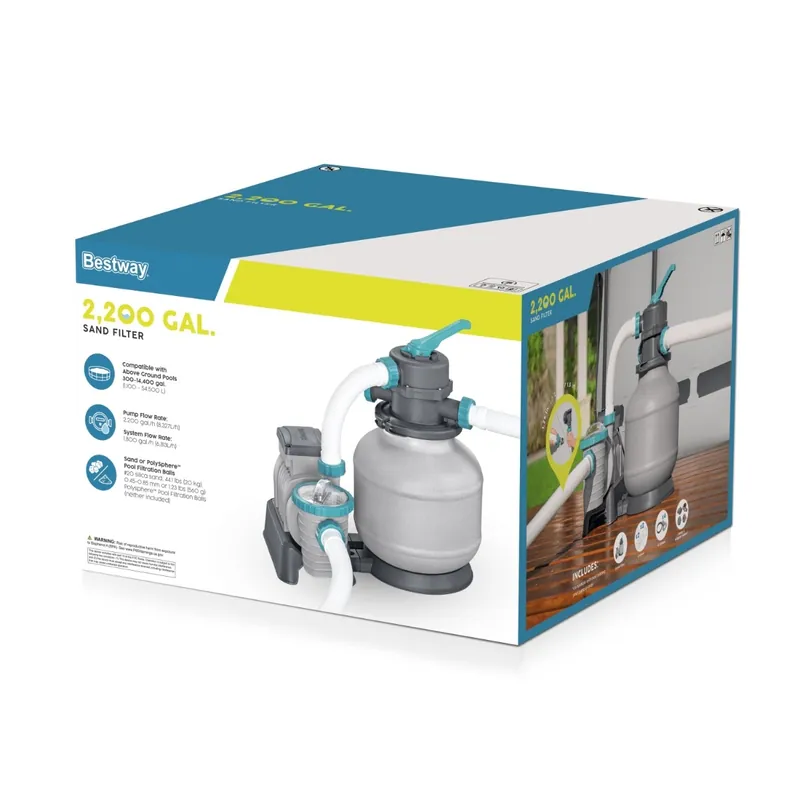 Bestway 2,200 gal. Above Ground Pool Sand Filter Pump 58500E