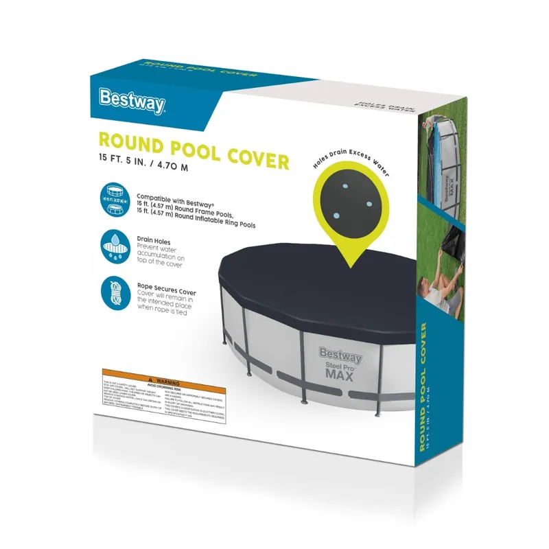 Bestway 15‘ PVC Round Steel Frame Swimming Pool Cover 58038E