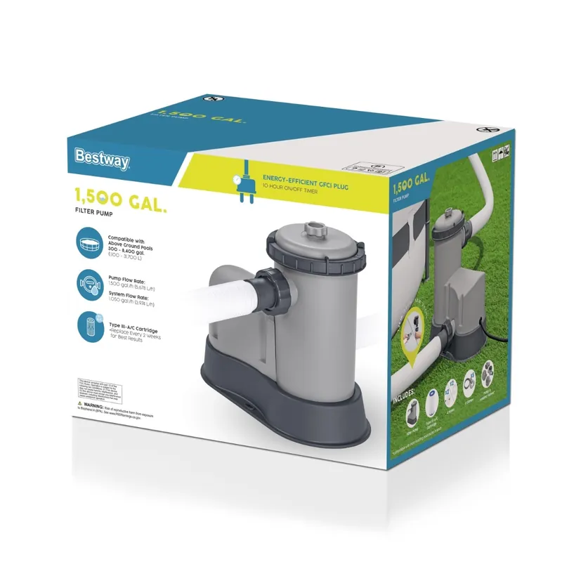 Bestway 58390E Swimming Pool Filter Pump System 1500 Gallon