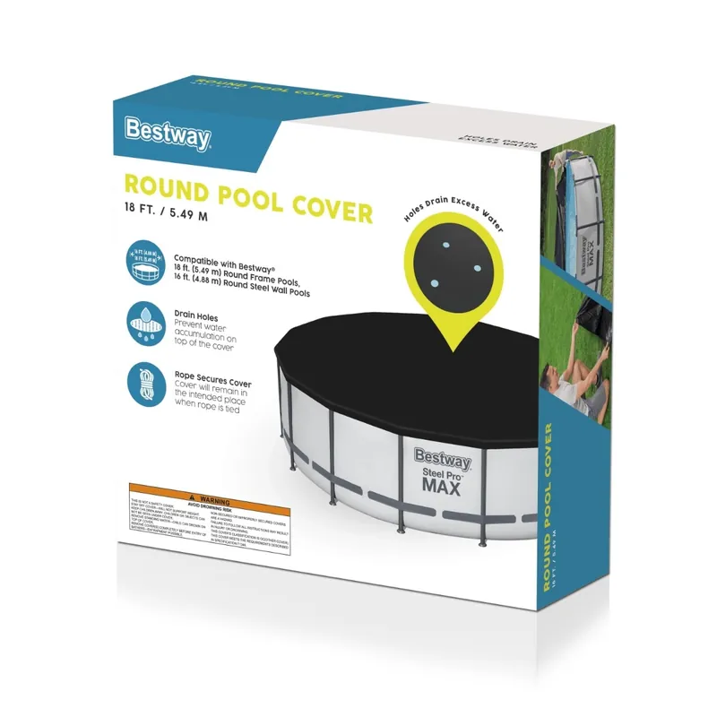 Bestway 18‘ PVC Round Steel Frame Swimming Pool cover 58039E