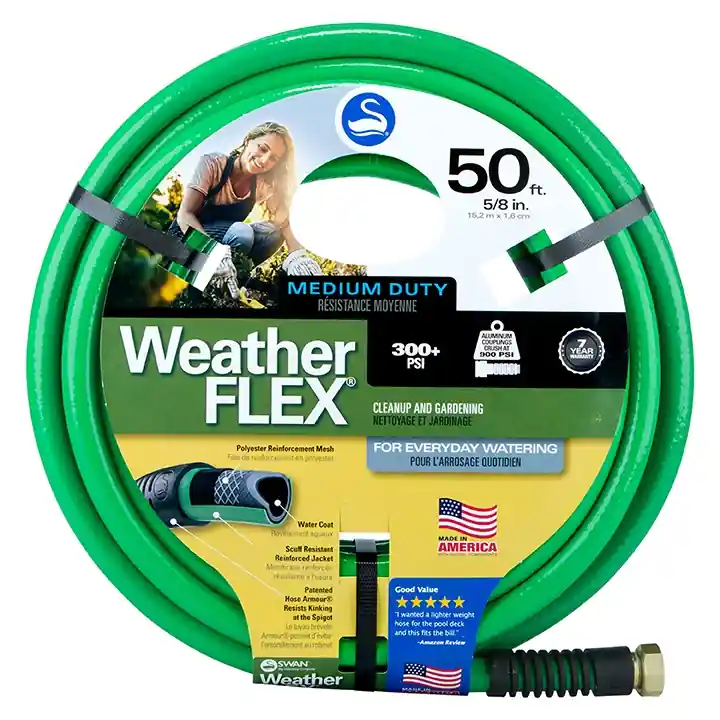 Swan WEATHERFLEX Medium Duty All Temperature Use Garden Hose 50 ft x 5/8"