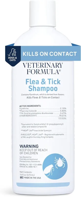 Veterinary Formula Clinical Care Flea & Tick Shampoo for Dogs and Cats, 16oz