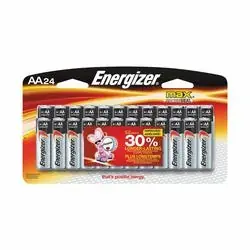 Energizer E91 Series E91BP-24 Alkaline Battery, AA Battery, Zinc, Manganese Dioxide, 1.5 V Battery