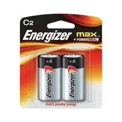 Energizer E93BP-2 Alkaline Battery, C Battery, Zinc, Manganese Dioxide, 1.5 V Battery