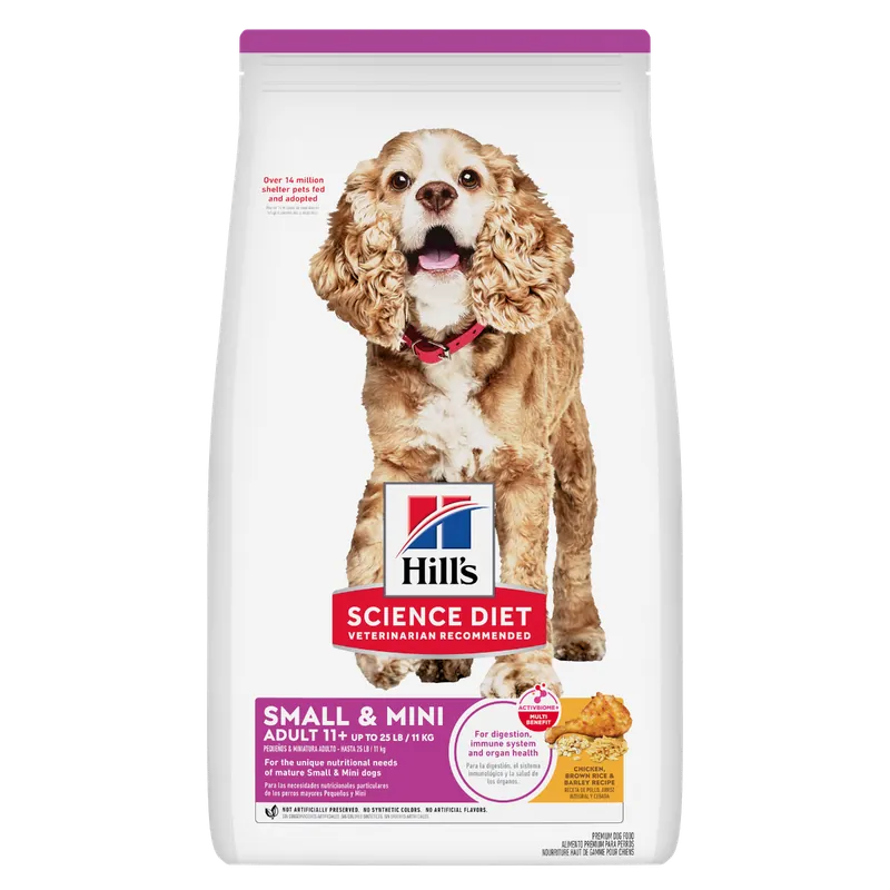 Hill‘s Science Diet Adult 11+ Small & Mini Chicken, Brown Rice & Barley Recipe Dog Food 4.5lb