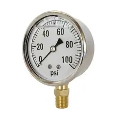 Valley Industries Liquid Filled Pressure Gauge, 2.5