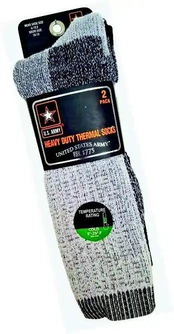 U.S. Army Heavy Duty Thermal Boot Sock 2pk Black & White