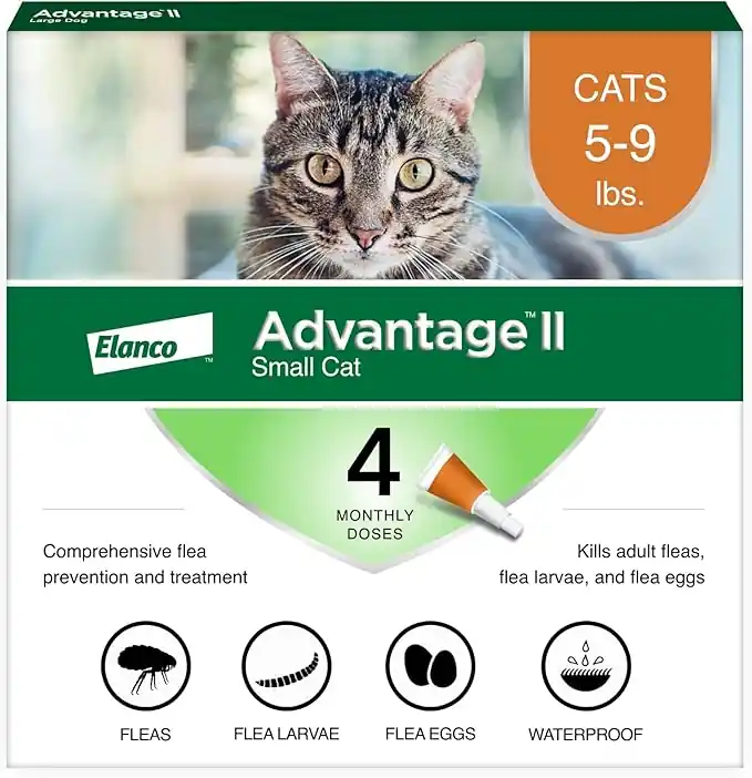 Advantage II Flea Treatment for Small Cats 5 lbs to 9 lbs, 4 Month Supply