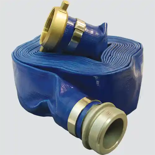 Apache 2" x 50‘ Blue Standard-Duty PVC Layflat Discharge Hose Assembly — Pin Lug