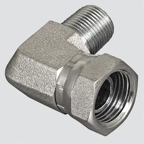 Apache Style 1501 1/2" Male Pipe Thread x 3/8" Female Pipe Thread 90° Swivel Hydraulic Adapter
