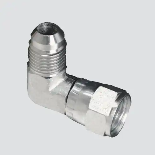 Apache Style 6500 3/8" Male JIC x 3/8" Female JIC 90° Swivel Hydraulic Adapter