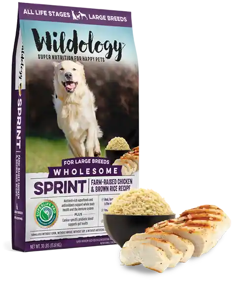 Wildology Large Breed SPRINT Farm-Raised Chicken & Brown Rice Dog Food 30lb