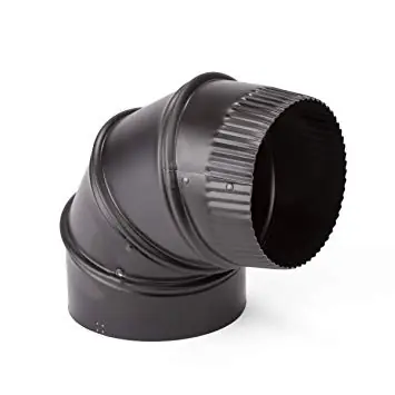 Gray Metal 24ga Black Steel 90 Degree 8" Elbow