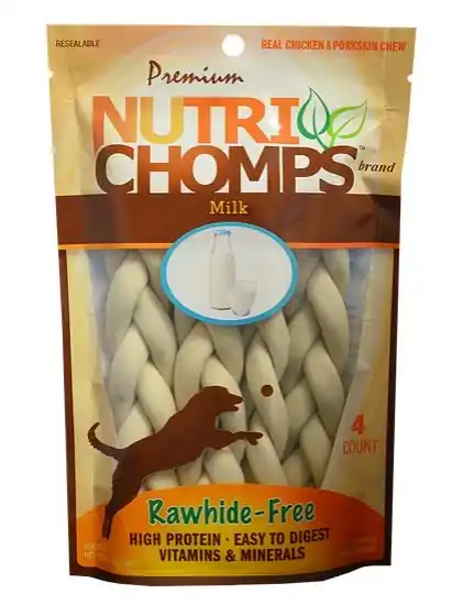 Nutri Chomps 6" Milk Flavor Braid 4 Ct.