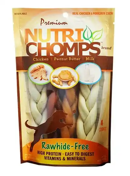 Nutri Chomps 6" Assorted Flavor Braid 4 Ct.