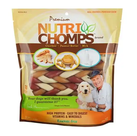 Nutri Chomp Mixed Flavor 6" Braided Bone 10 Ct.