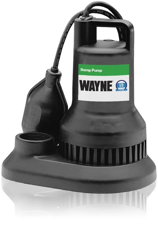 Wayne 1/3HP Plastic Submersible Sump Pump with Tether Float Switch WST33