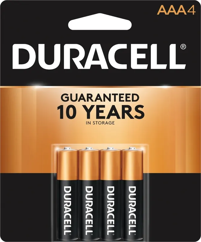 Duracell Coppertop AAA Batteries, Alkaline, 4 Pack