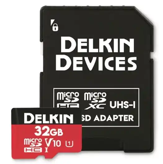 Delkin Devices 32GB Micro SD Memory Card, 2 Pack