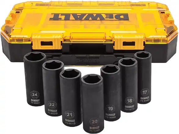 DEWALT Deep Impact Socket Set, 7-Piece, 1/2" Drive Metric (DWMT74737)