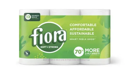 Fiora Unscented Bath Tissue - 12 Double Rolls