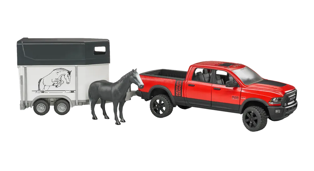 Bruder Toys Ram 2500 Pickup Truck with Horse Trailer 1 16