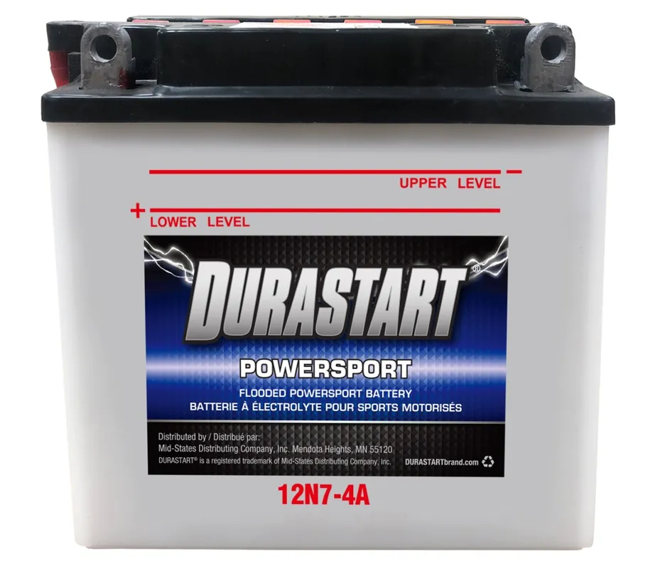 Durastart Flooded Powersport Battery - 12V, 12N7-4A