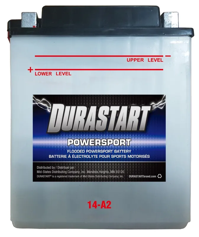 Durastart Flooded Powersport Battery - 12V, 14-A2