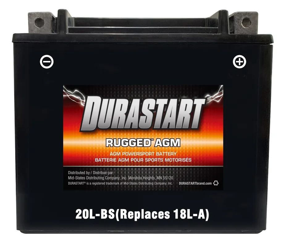 Durastart Rugged AGM Powersport Battery - 12V, 20L-BS