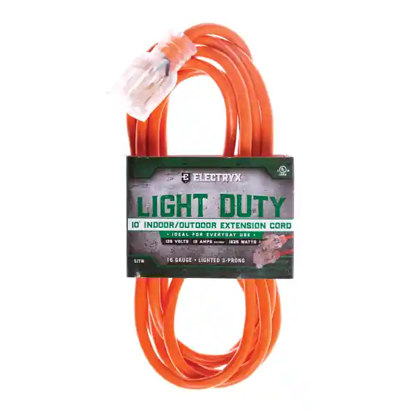 Electryx 25 Foot Light Duty Indoor/Outdoor Extension Cord 16 Gauge - Orange