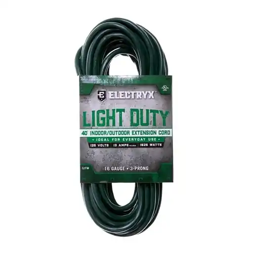 Electryx 40 Foot Light-Duty Indoor/Outdoor Extension Cord - 16 Gauge, Green