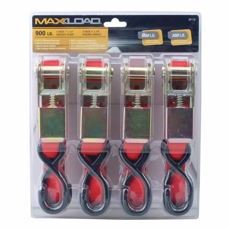 Erickson 1inX10ft 1200lb Ratchet Straps Tie-Downs 4-Pack