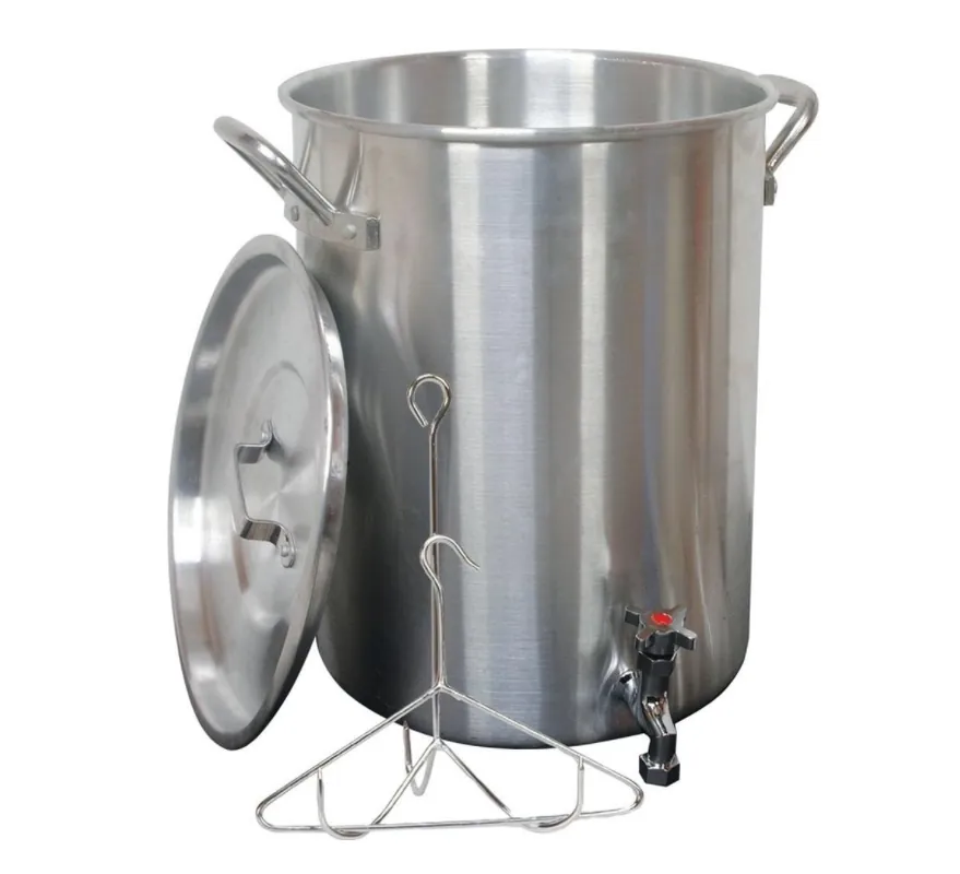 King Kooker 30 Qt. Aluminum Turkey Pot with Spigot Lid Lifting Rack and Hook