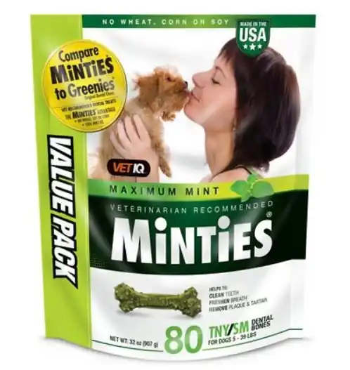 VetIQ Minties Dental Bone Dog Treats - Tiny/Small Dog - 80 CT.