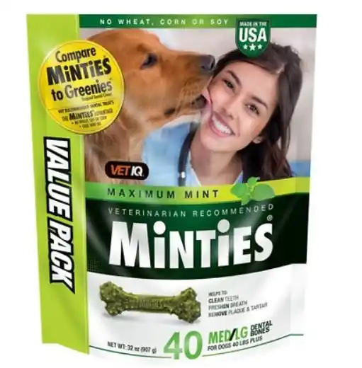 VetIQ Minties Dental Bone Dog Treats - Tiny/Small Dog - 80 CT.