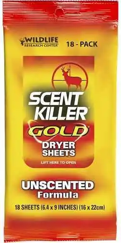 Wildlife Research Center Scent Killer Gold Dryer Sheets - 18 pack