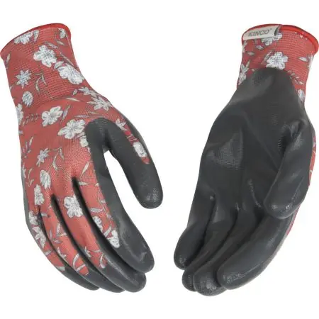 Kinco Women‘s Nylon Knit Shell & Nitrile Palm Coral Floral