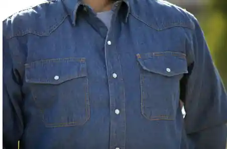 KEY 541.45 MR Western Shirt, M, Cotton, Indigo Denim, Long Sleeve, Relaxed, Snap Closure