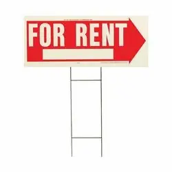 HY-KO RS-806 Lawn Sign, Rectangular, FOR RENT, White Legend, Red Background, Plastic