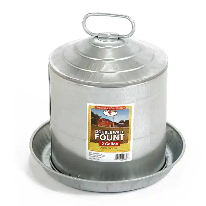Little Giant Double Wall Metal Poultry Fount - 2 Gallon