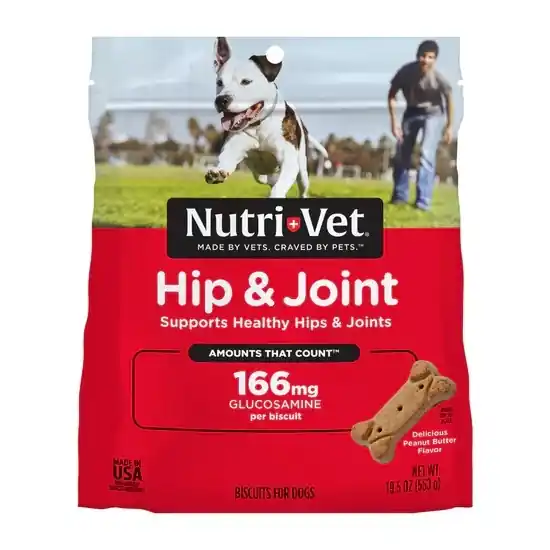 NUTRI-VET 00134-0 Hip & Joint biscuits for Dogs Peanut Butter flavor with Glucosamine - 166 mg- 19.5 oz