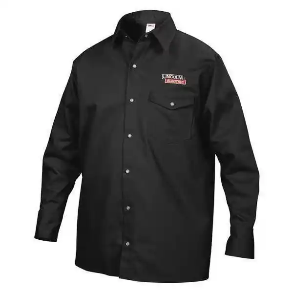 Lincoln Electric KH808XL Welding Jacket, Men‘s, XL, Fits to Chest Size 48 to 50 in, Cotton, Black