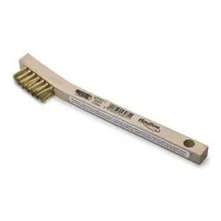 Lincoln Electric KH582 Wire Brush, 40 mm L Brush, 8 mm W Brush, Brass Bristle, 20 cm L, Wood Handle