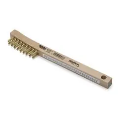 Lincoln Electric KH583 Wire Brush, 66 mm L Brush, 10 mm W Brush, Brass Bristle, 22 cm L, Wood Handle