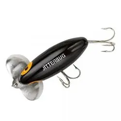 Arbogast G630-02 Jitterbug Fishing Lure, Bass, Muskie, Northern Pike, Panfish, Black Lure
