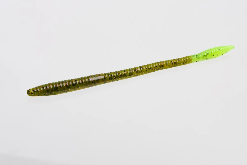Zoom Trick Worm 006-269 Fishing Bait, Soft Bait, Worm, Plastic, Chartreuse/Watermelon Red Bait, 20, Pack