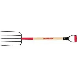 RAZOR-BACK 2827200 Compost Fork, 9 in W Tine, 12-1/2 in L Tines, Oval Tine, 5 -Tine, Steel Tine, Hardwood Handle