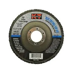 K-T INDUSTRIES 5-6962 Flap Disc, 4-1/2 in Dia, 7/8 in Arbor, 40 Grit, Zirconium Abrasive